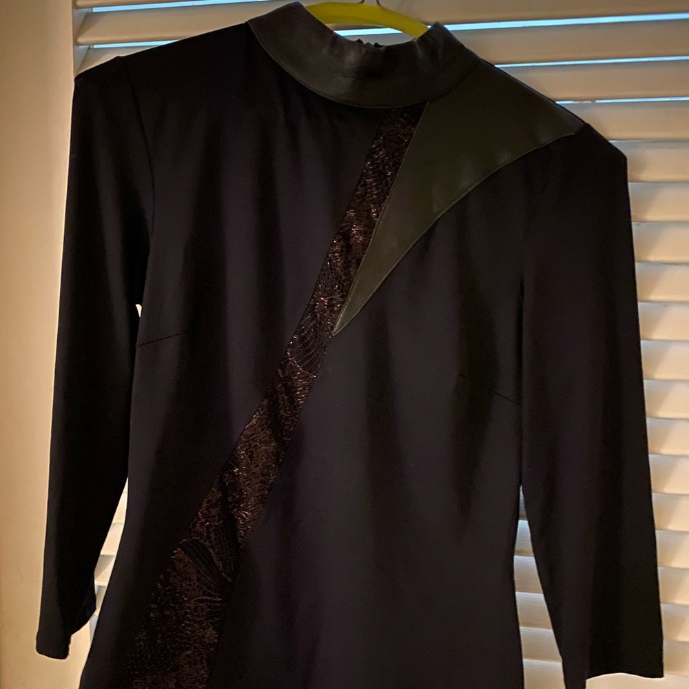 Black Versace Vintage Lace Leather Top Size S - Picture 2 of 8